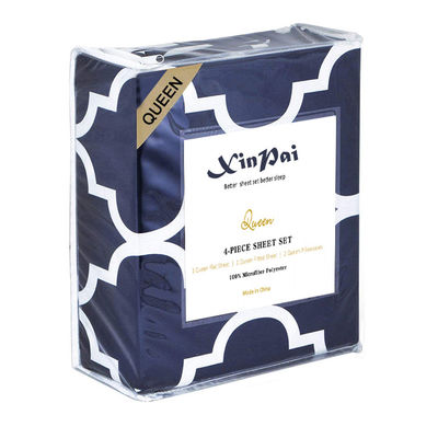 全季節用 4pcs ブラシ印刷 マイクロファイバーシートセット 133 * 60 織物密度